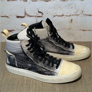 John Varvatos 315 Slim Snake Skin Hi-Top Sneakers M7.5